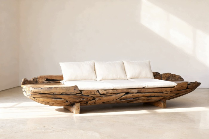 Sofa drewniana nowoczesna organiczna natura designerska eko premium salonu