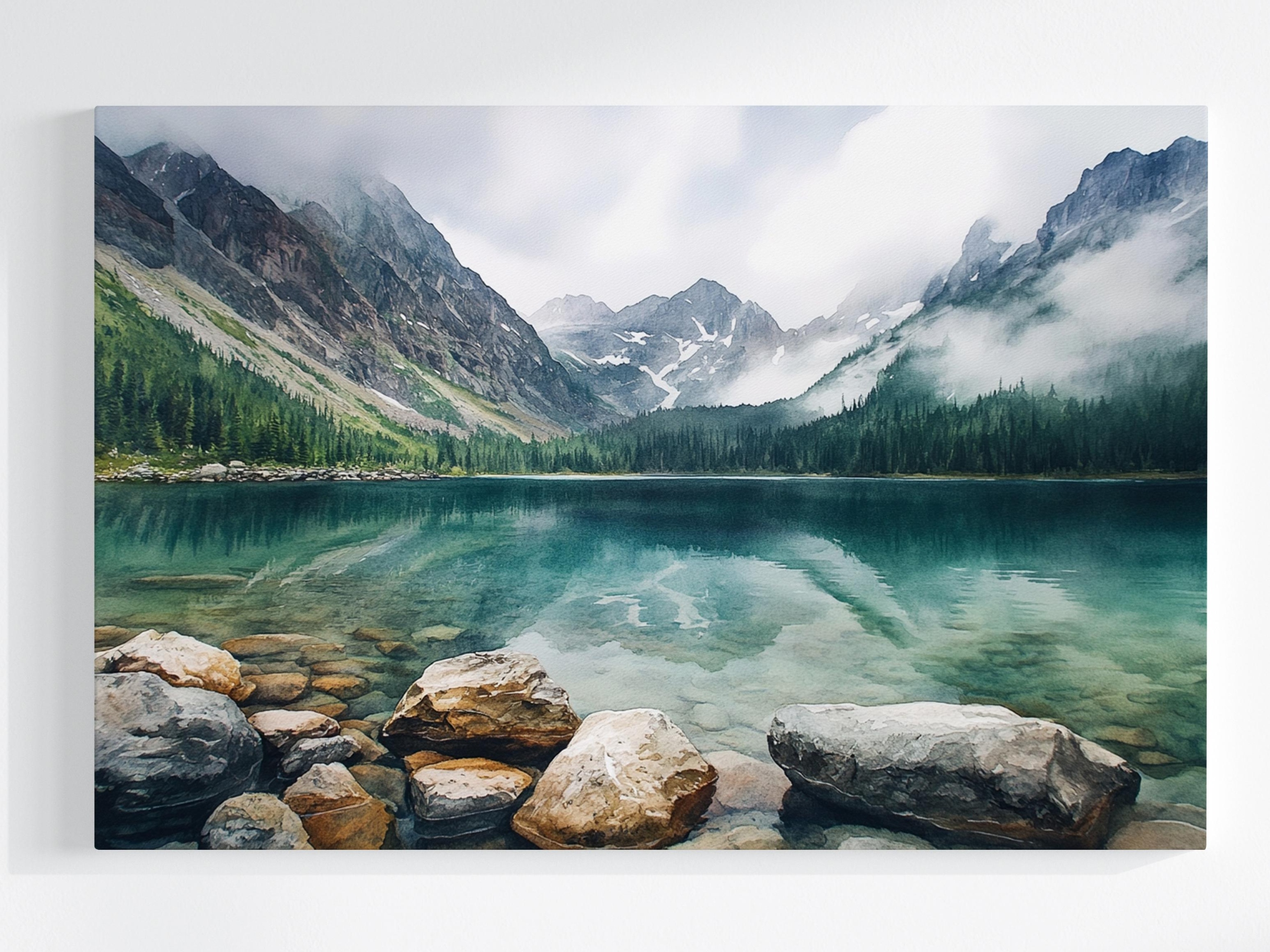 Obraz Na Plátně Canvas Horské Jezero Tyrkysová Voda Tatry Mlha 120 x 80