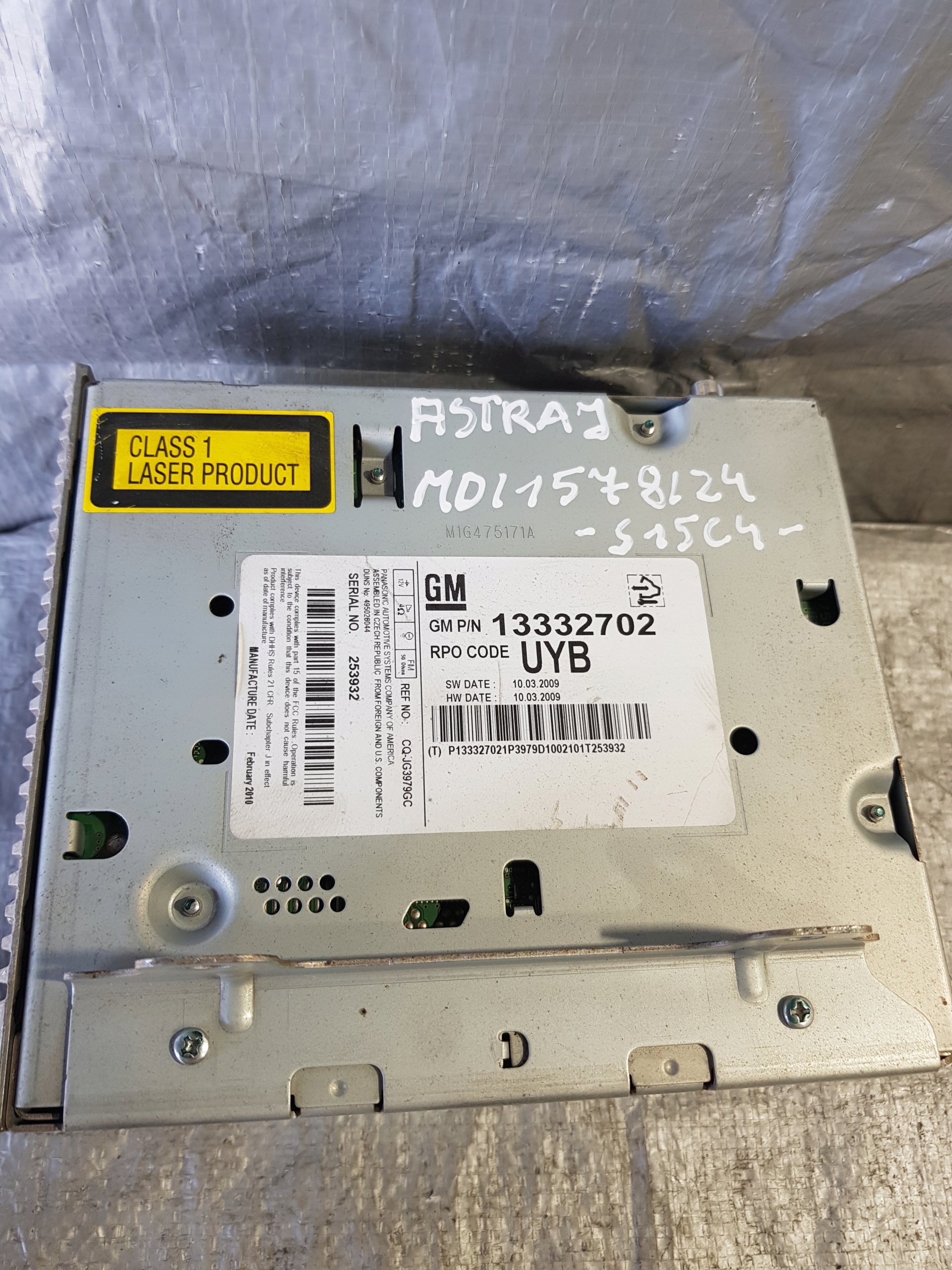 RADIO CD 13332702UYB OPEL ASTRA J