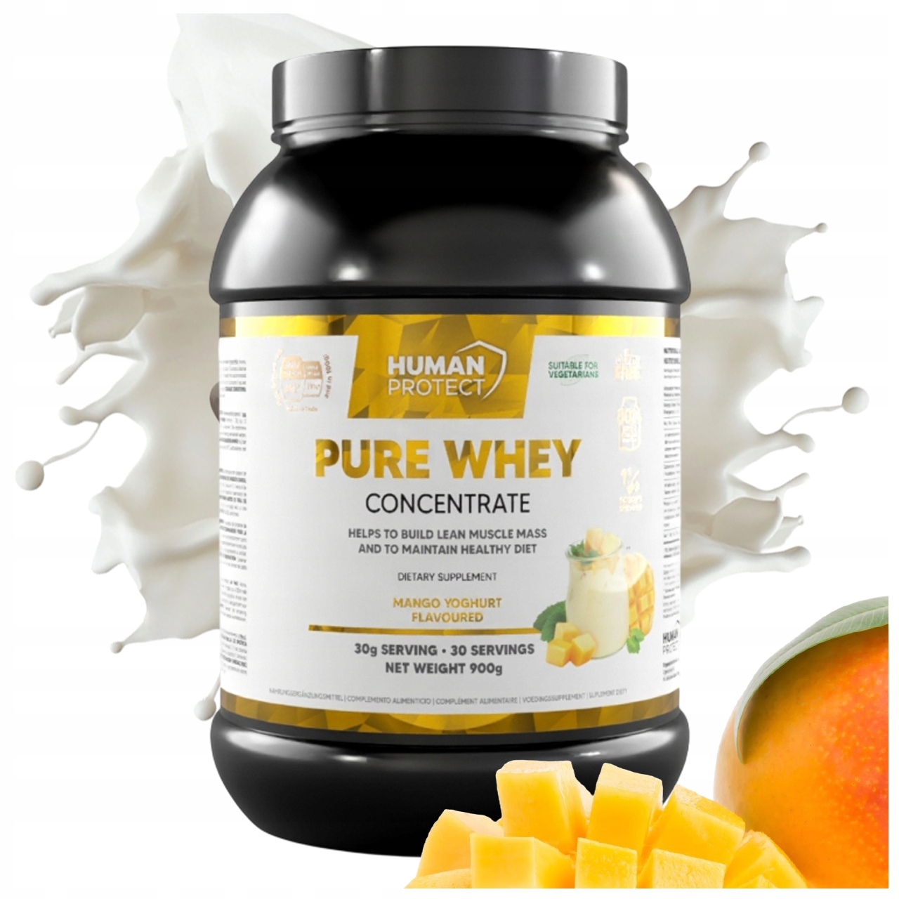 Human Protect Pure Whey 900 G Protein Koncentrát Wpc – Jogurt Mango
