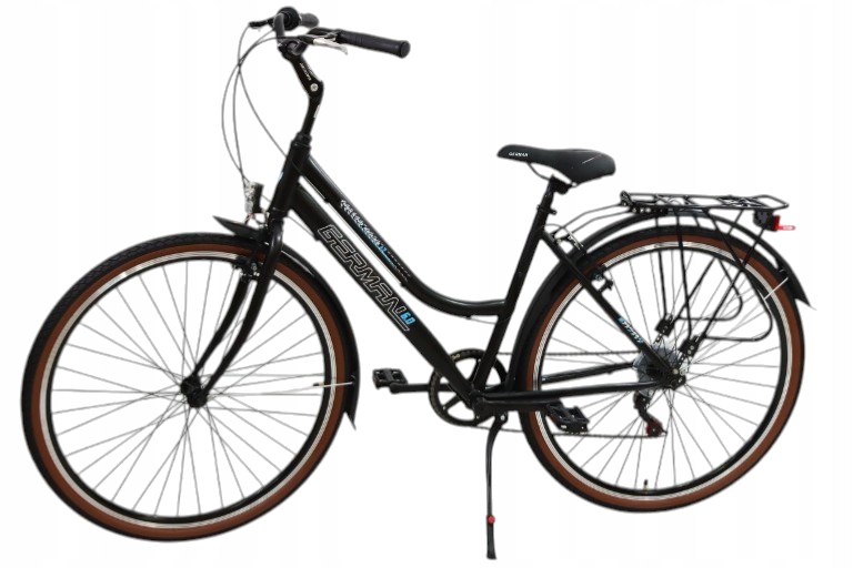 Rower Miejski Shimano 6 Biegów Trekingowy Retro Męski Damski Czarny Mat