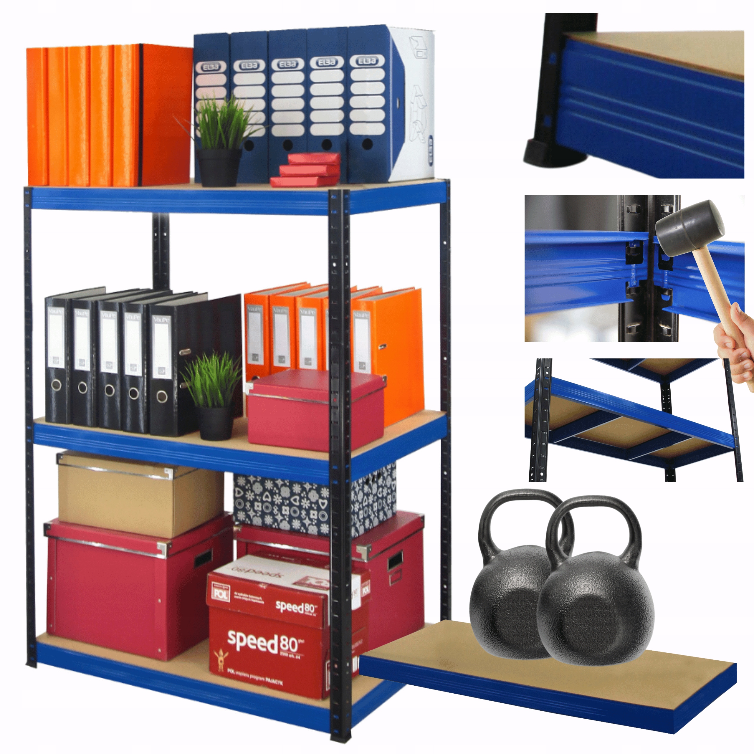 Skladový regál garážový kovový stojan Helios 106x110x45 cm 3Px275 kg Pl