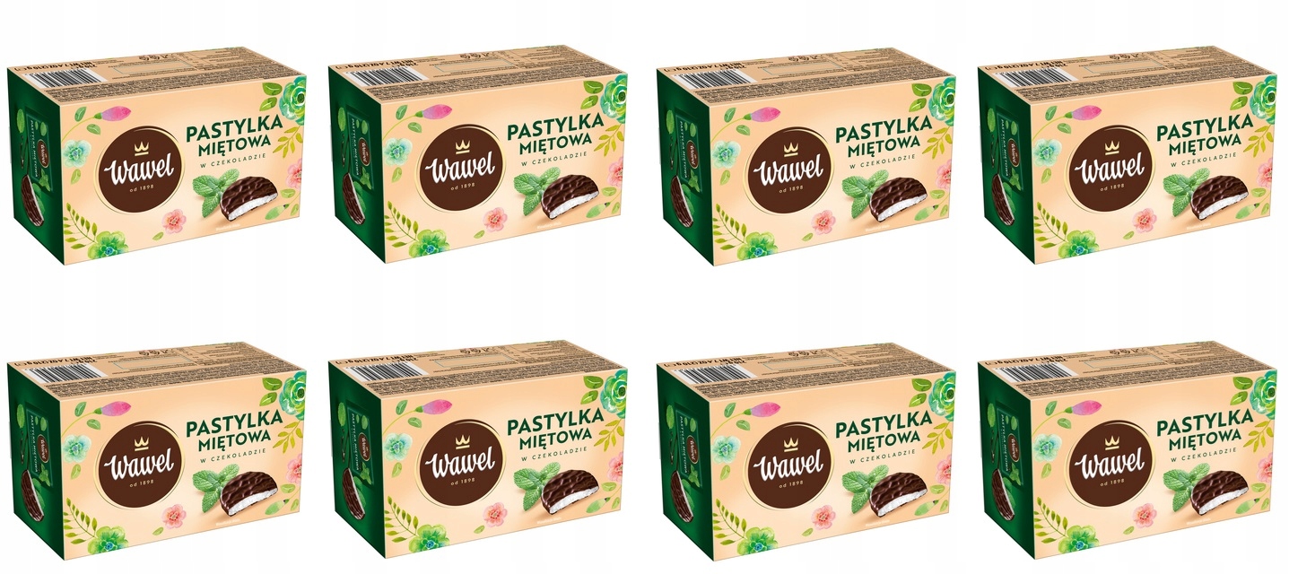 Levně 8 x 210 g Wawel mátové pastilky v čokoládě Karton