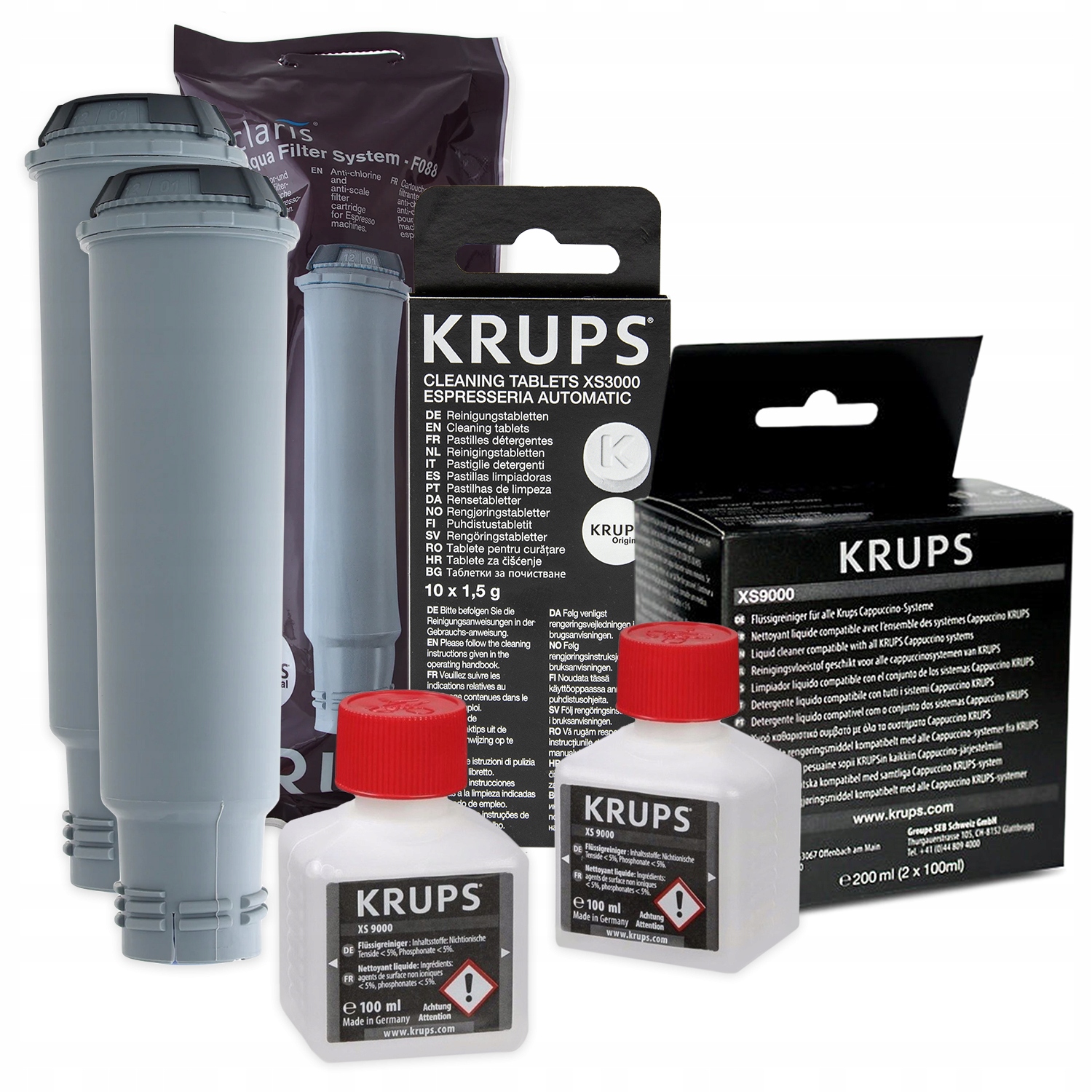 2x Filter Voda do kávovaru Krups Čistiaci prostriedok Odmasťovacie tablety