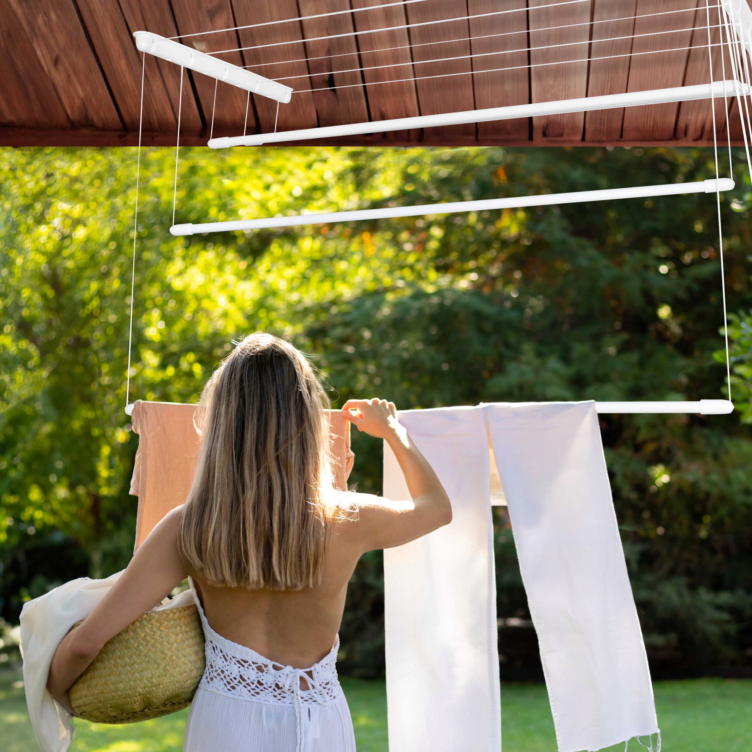 SUSZARKA ŁAZIENKOWA SUFITOWA BIAŁA NA PRANIE BIELIZNĘ 5 PRĘTÓW 130 CM Waga 1.3 kg