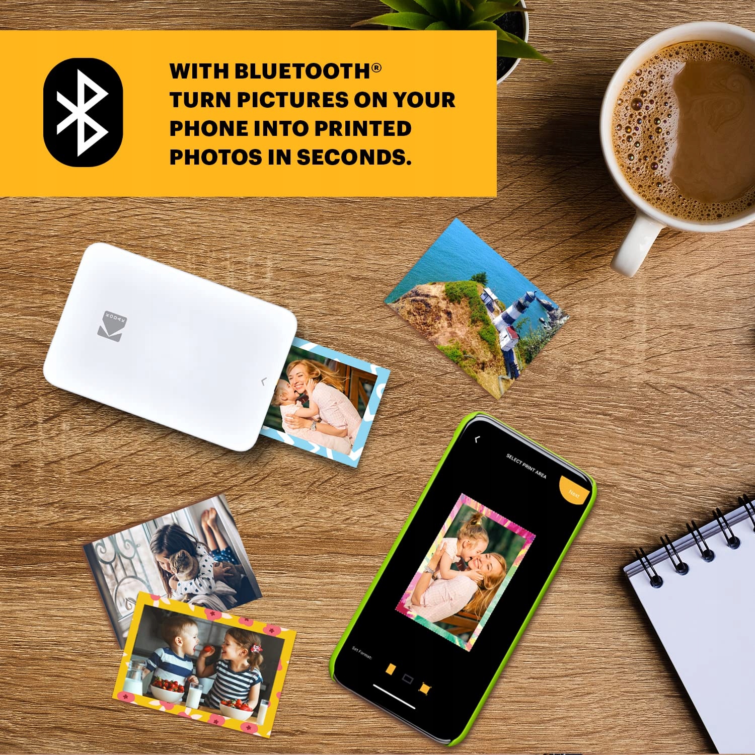 KODAK Step Slim Mobilny Drukarka Zdjęć Zink 2x3 Bluetooth iOS Android Biały — miniatura 6