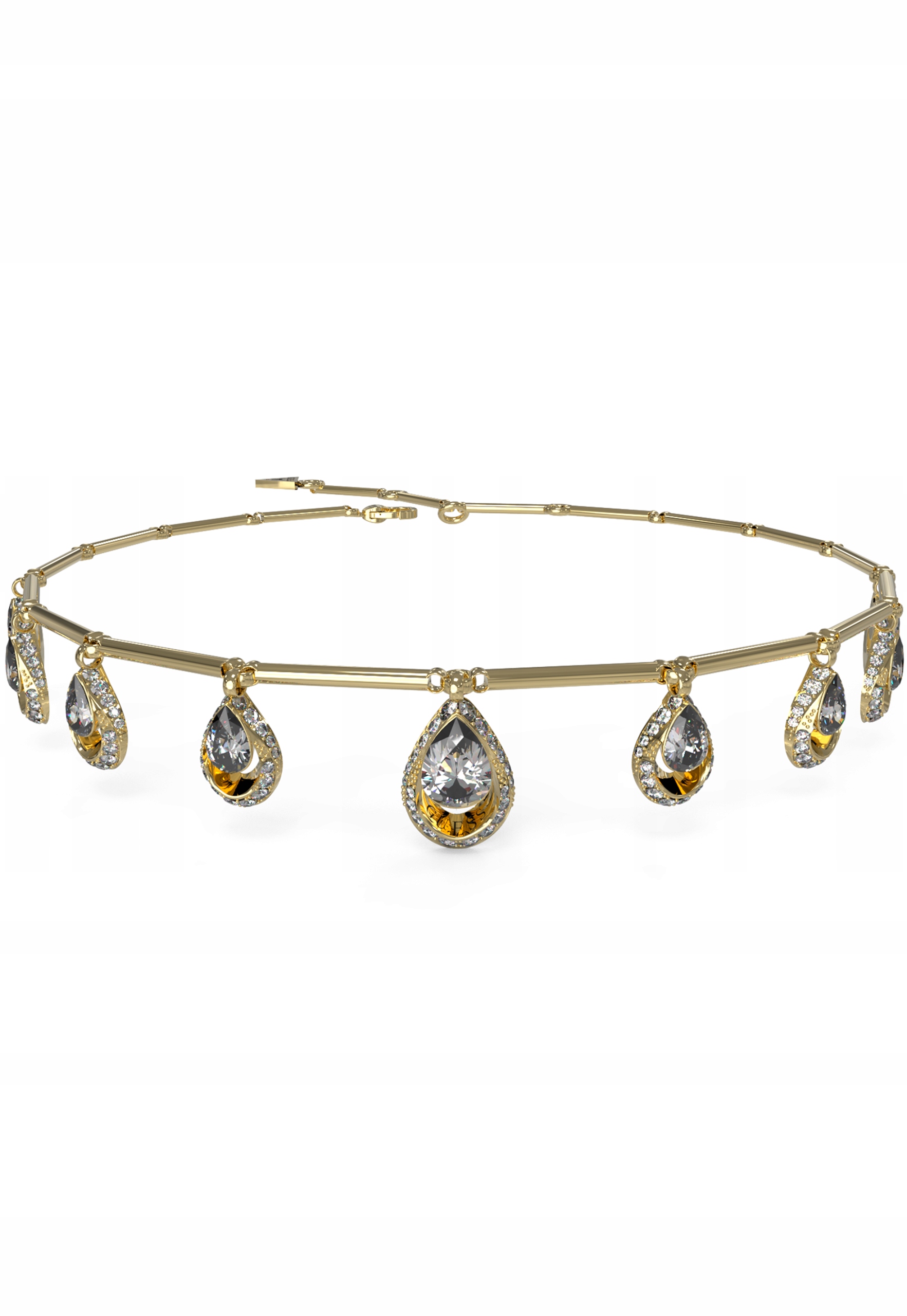 Náhrdelník Guess Lollipop Slzy s krystalem Ocel zlaté logo Regulovatelný