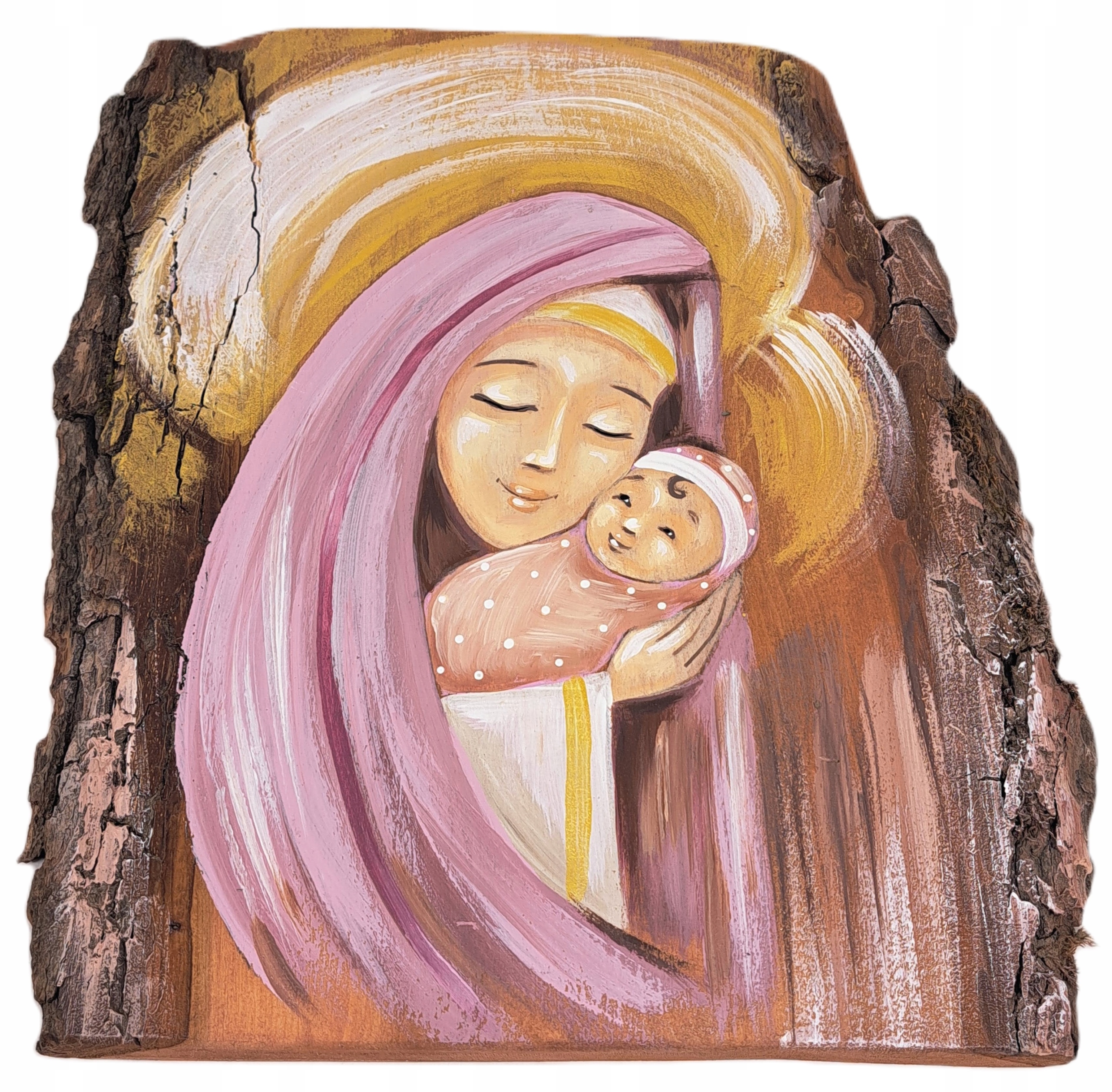 Obraz na masivním dřevě Anděl na dárek malovaný