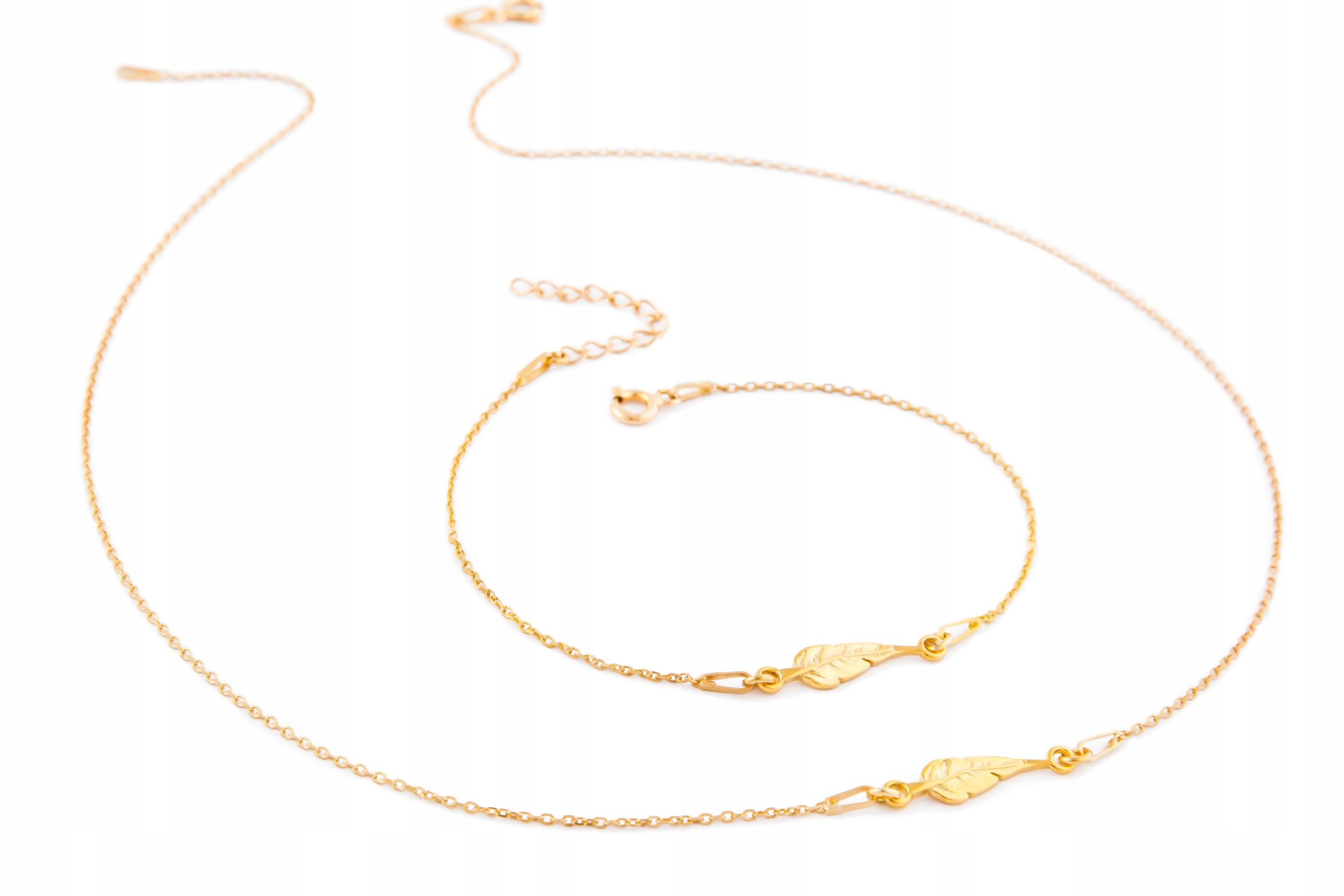 

Naszyjnik i bransoletka Pióro Srebro 925 pozłacane