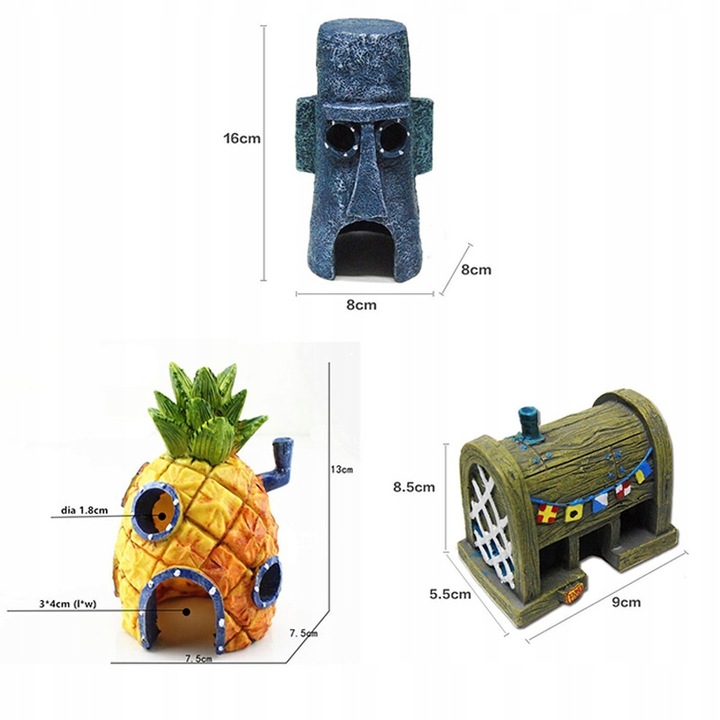 ZESTAW DOMKÓW FIGUREK DO AKWARIUM SPONGEBOB FIGURKI DOMKI DEKORACJA OZDOBA Kod producenta Figurki Spongebob