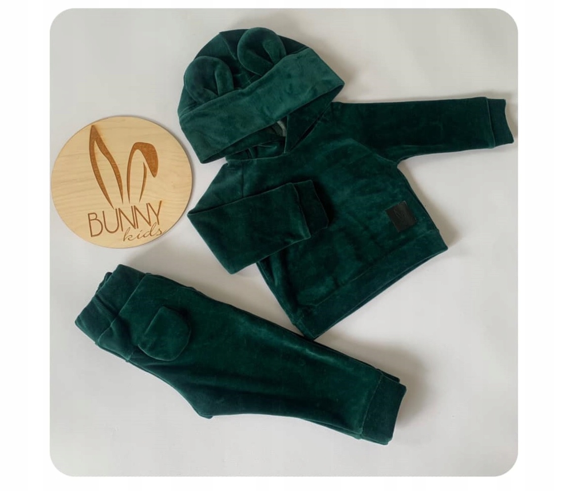 DRES WELUROWY USZY MISIA R. 80 BUTELKOWA ZIELEŃ