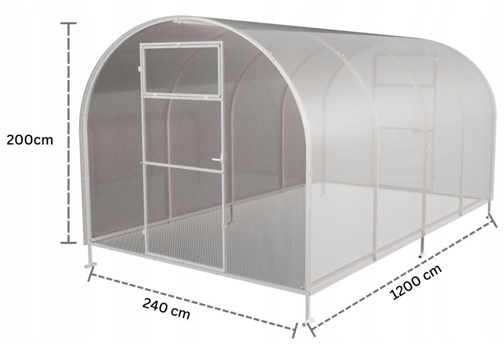 Szklarnia z poliwęglanu Tunel ogrodowy 2,4x12 m profile 20x20 poliwęglan 3m Długość 12 m