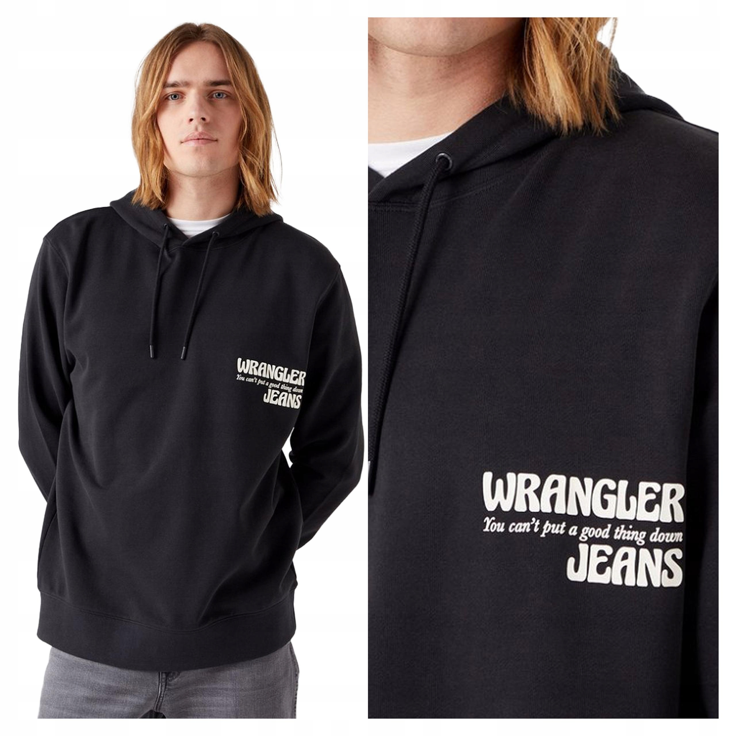 Wrangler Slogan Hoodie Meska Mikina Logo Potisk 3XL
