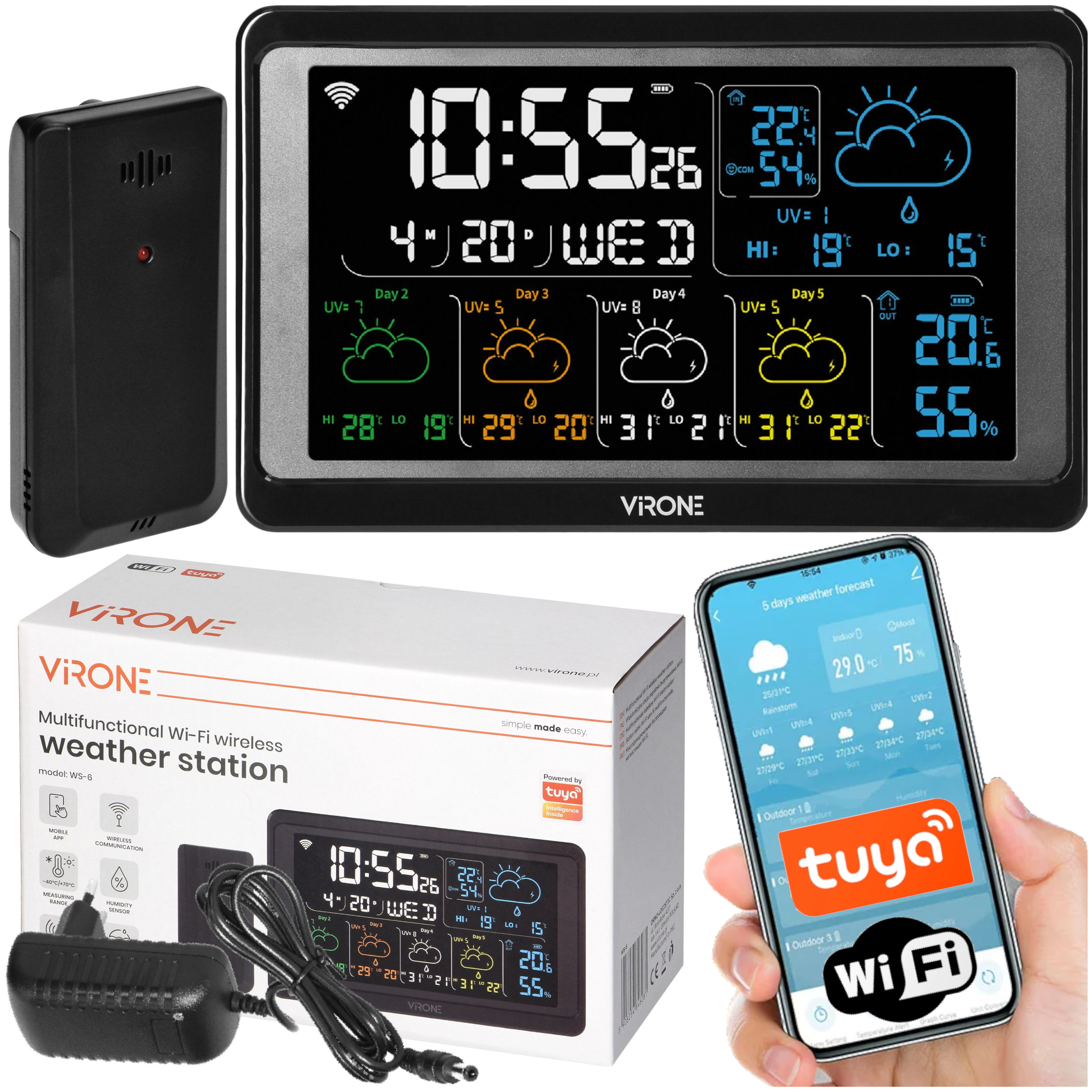 Stacja Pogody Wifi Pogodowa Termometr Higrometr Bezprzewodowa Aplikacja