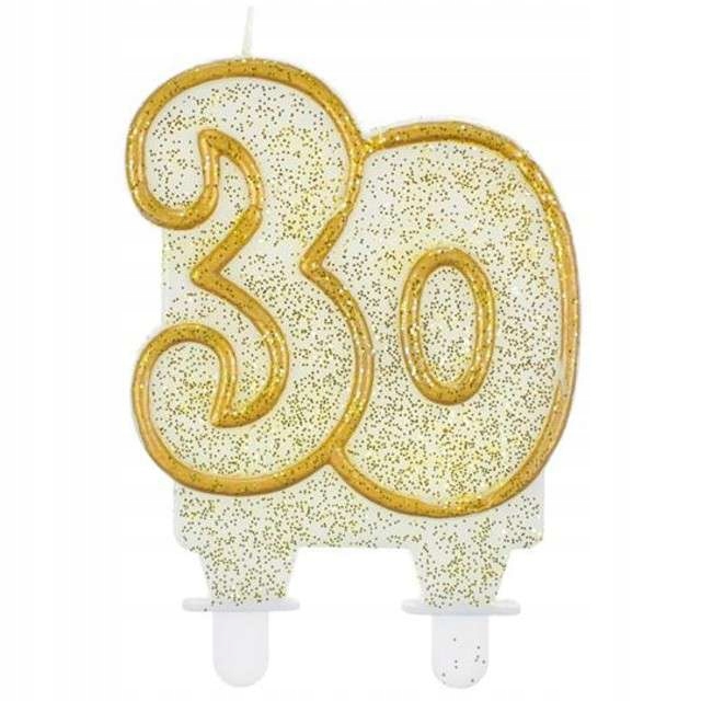świeczka na tort 30 Złota brokat na urodziny 8 cm