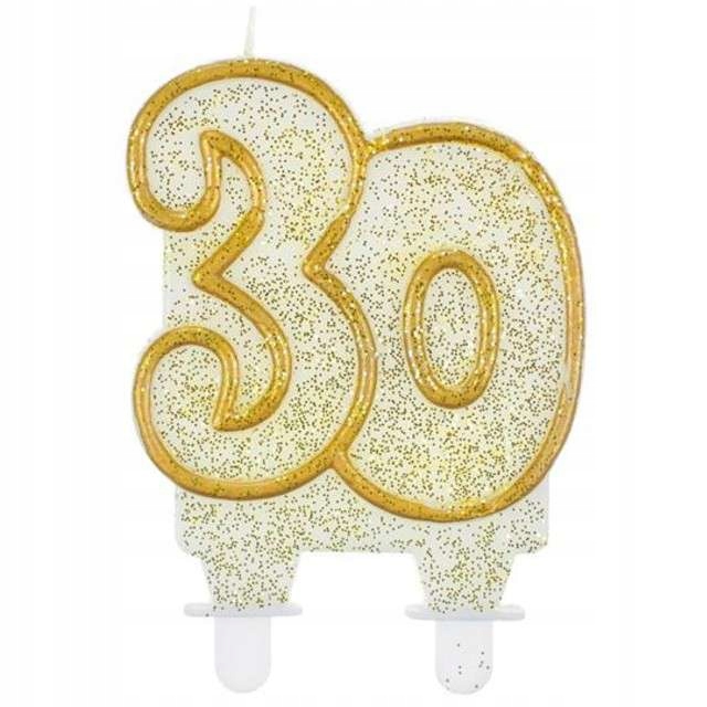 

świeczka na tort 30 Złota brokat na urodziny 8 cm