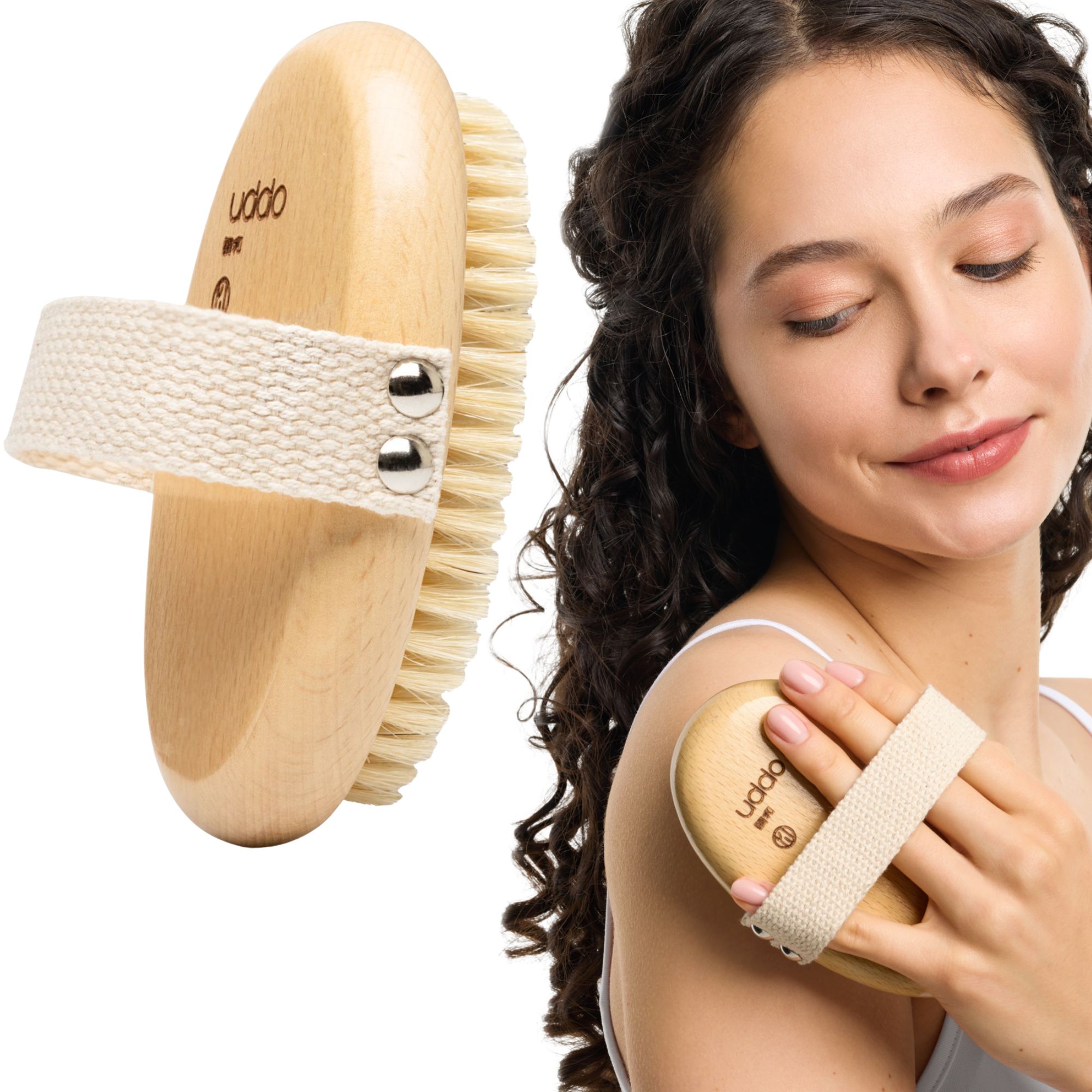 Masážní kartáč na tělo s kančími štětinami Vyhlazuje, stimuluje mikrocirkulaci Uddo