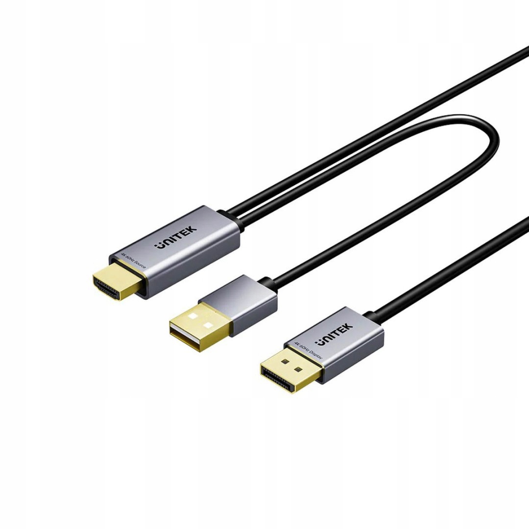 Unitek Kabel Hdmi do DisplayPort 4K z zasilaniem Usb-a 4K@60Hz Hdr 1,