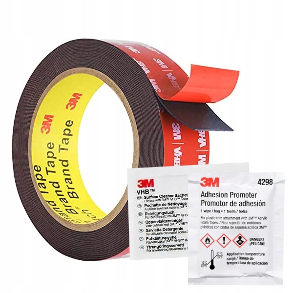 

3M Vhb 5952 Taśma 12mmx3m +3M czyścik +3M primer