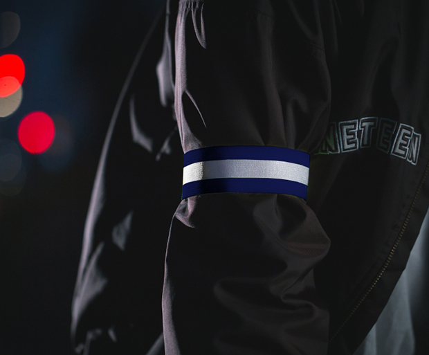 OPASKA ODBLASKOWA ELASTYCZNA NA RĘKĘ ROWER RZEP Model Navy