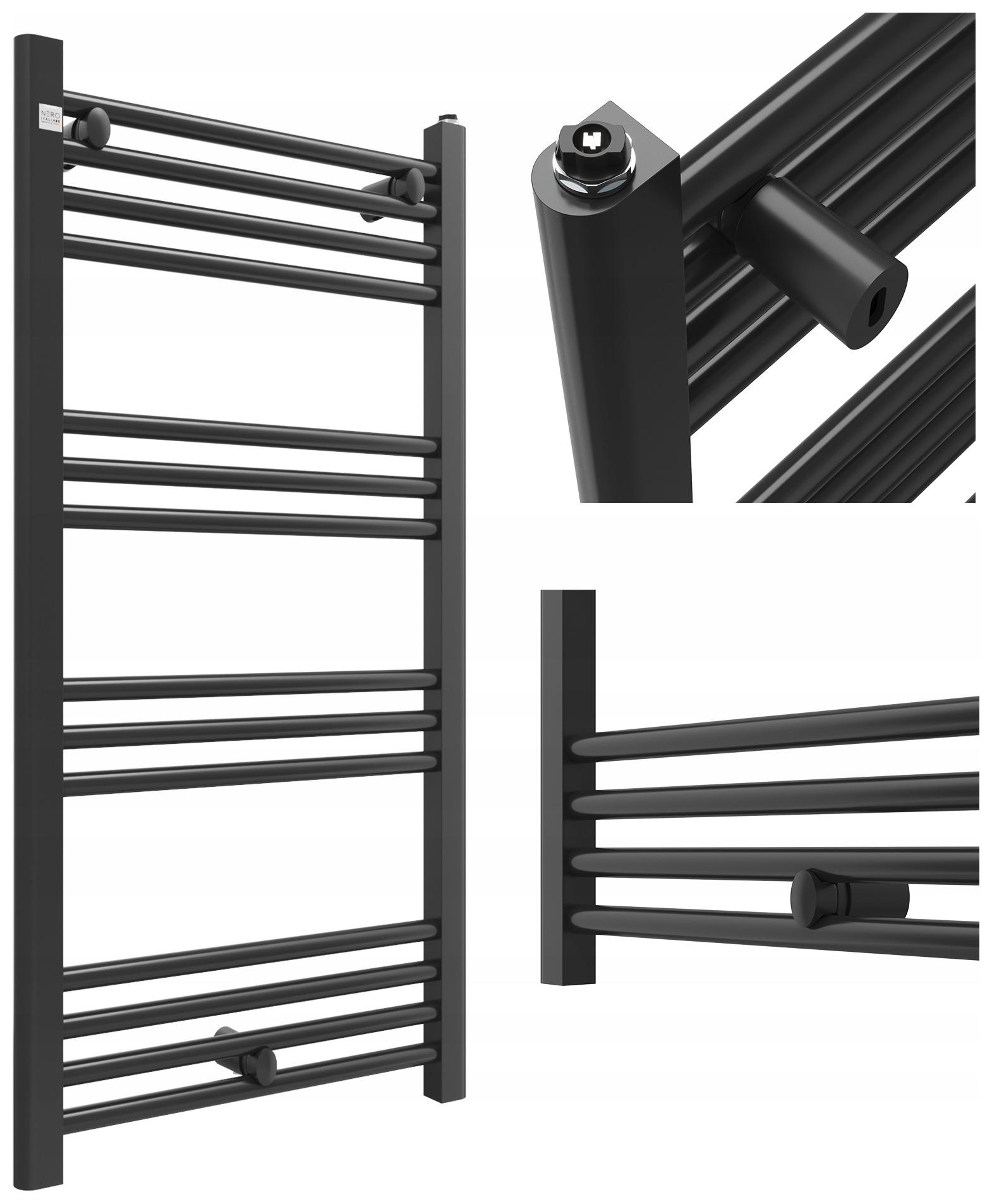 Rebríkový radiátor do kúpeľne čierny Radiátor 100/50 cm dekoratívny Puerto