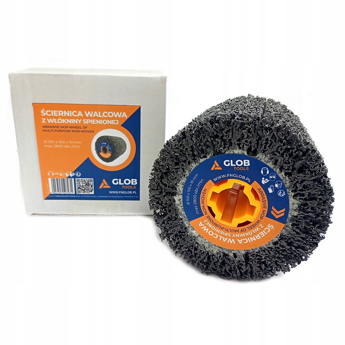 Válcový brusný kotouč z tvrdé pěnové tkaniny Glob Tools 100x100x19 mm, hra