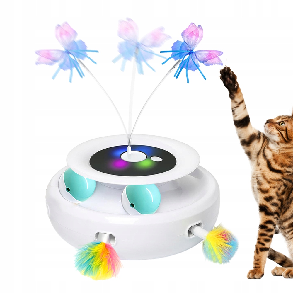 Hračka Pro Kočky Peří Motýl Časovač Abs Bezpečná Pro Tlapky
