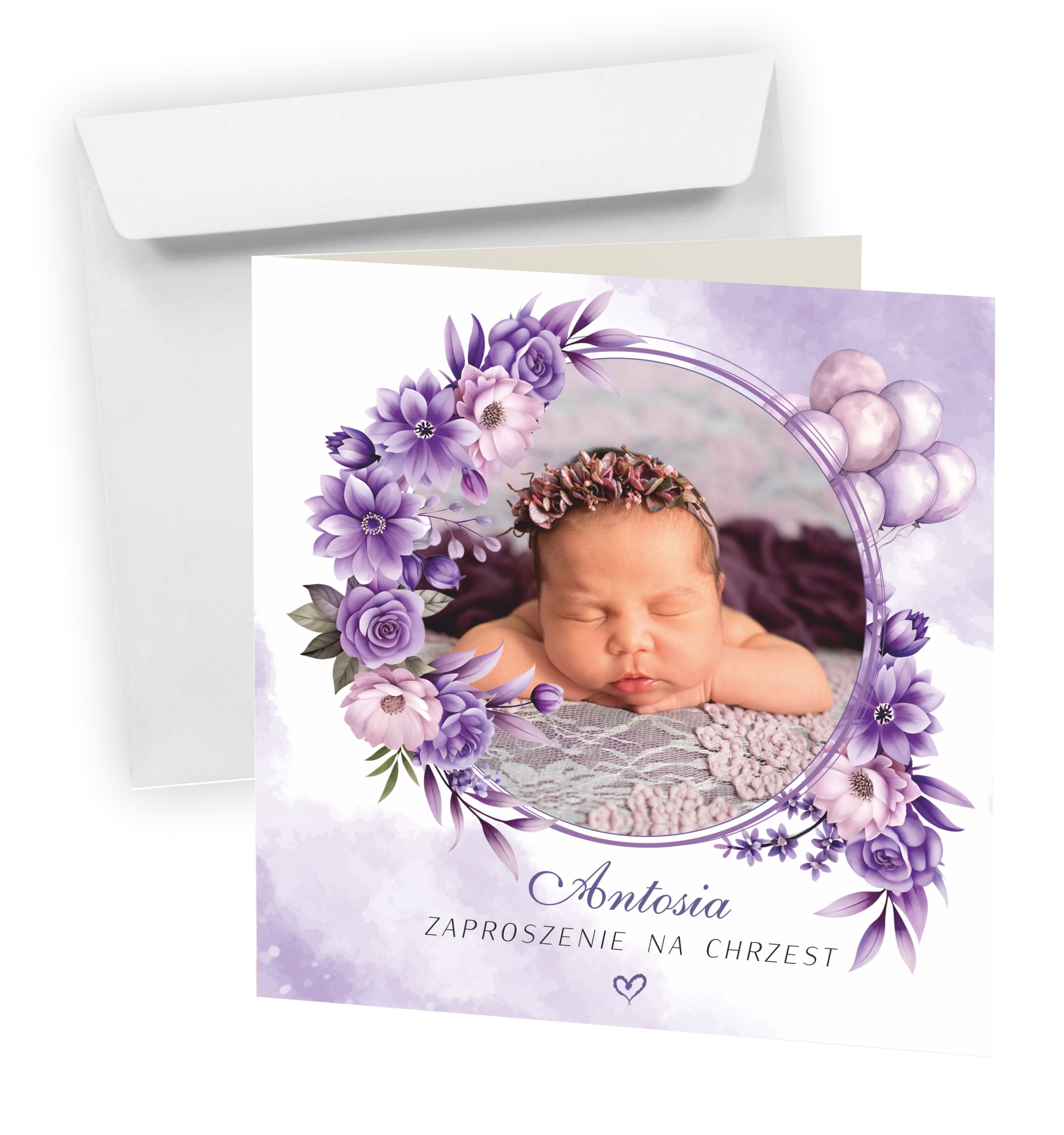 ZAPROSZENIE NA CHRZEST ŚWIĘTY ZE ZDJĘCIEM + KOPERTA + IMIĘ DZIECKA -EKSPRES