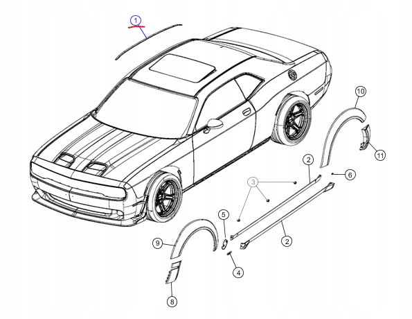 DODGE CHALLENGER LISTWA DACHU MOPAR OE 1GD40DX8AE Part number 1GD40DX8AE