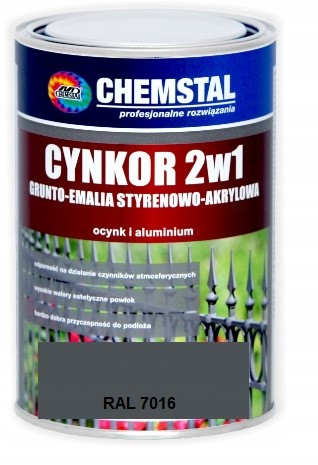 Chemstal Cynkor 2W1 Gruntoemalia Antracyt Ral 7016 5L