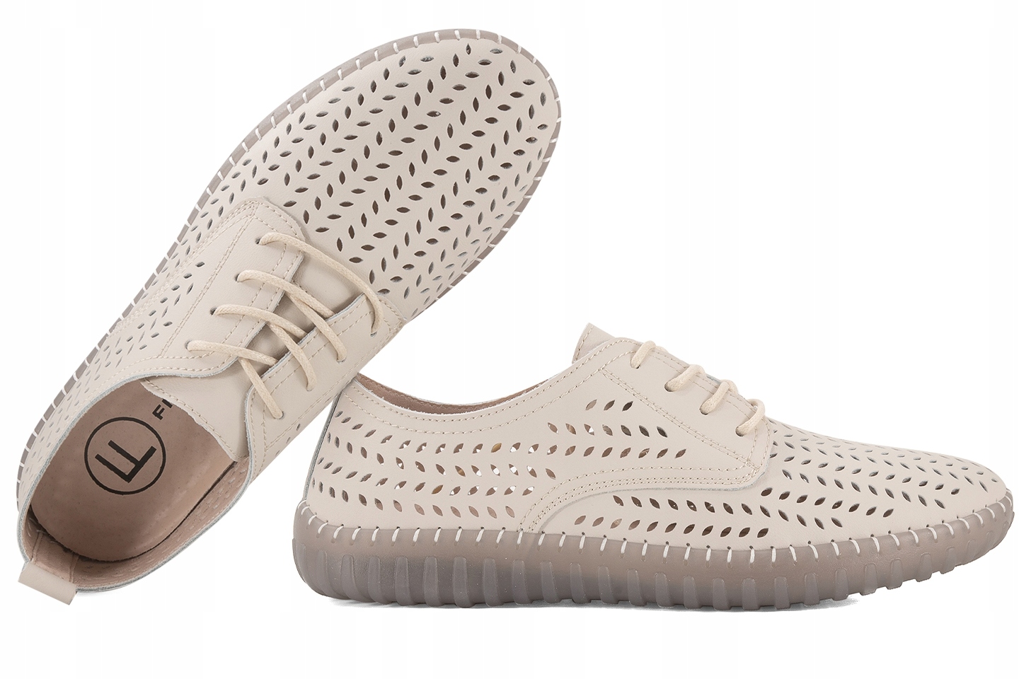 Filippo DP6064 Dámské Ažurové Polobotky Kůže béžová 40 Béžová