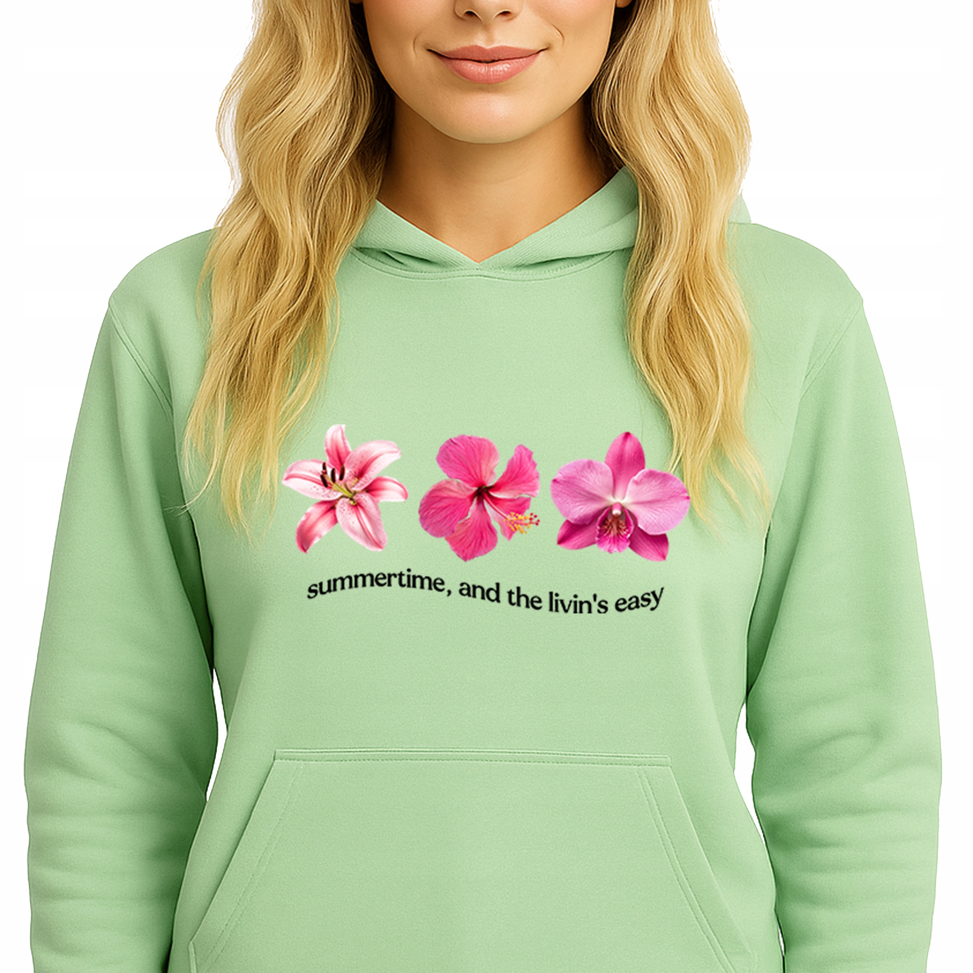 Mikina S Kapucí Hoodie Pistachio Green Bavlněná Módní Summertime Vel M