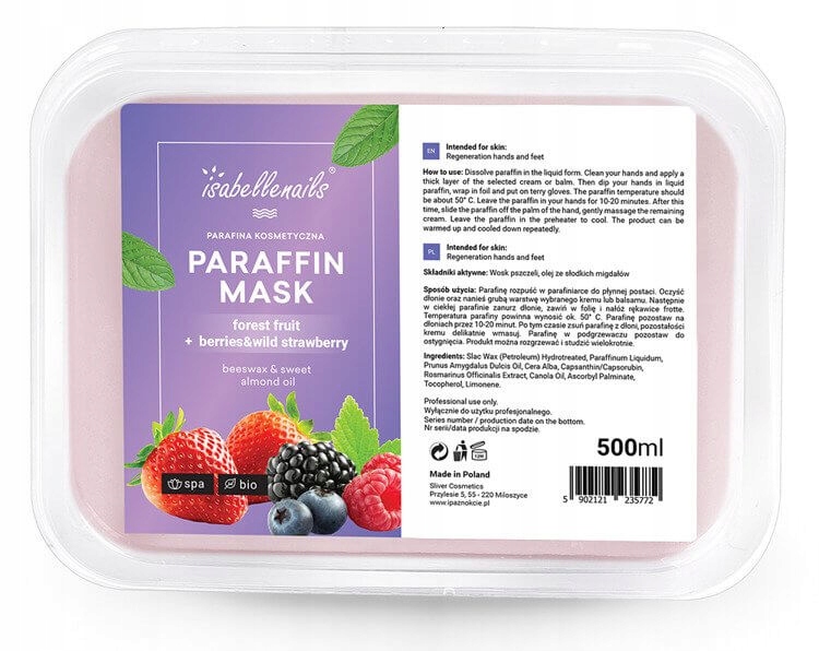 Parafina Kosmetyczna do Rąk i Stóp Wosk Isabellenails Owoce Leśne 500ml Kod producenta Parafina Kosmetyczna do Rąk i Stóp Wosk