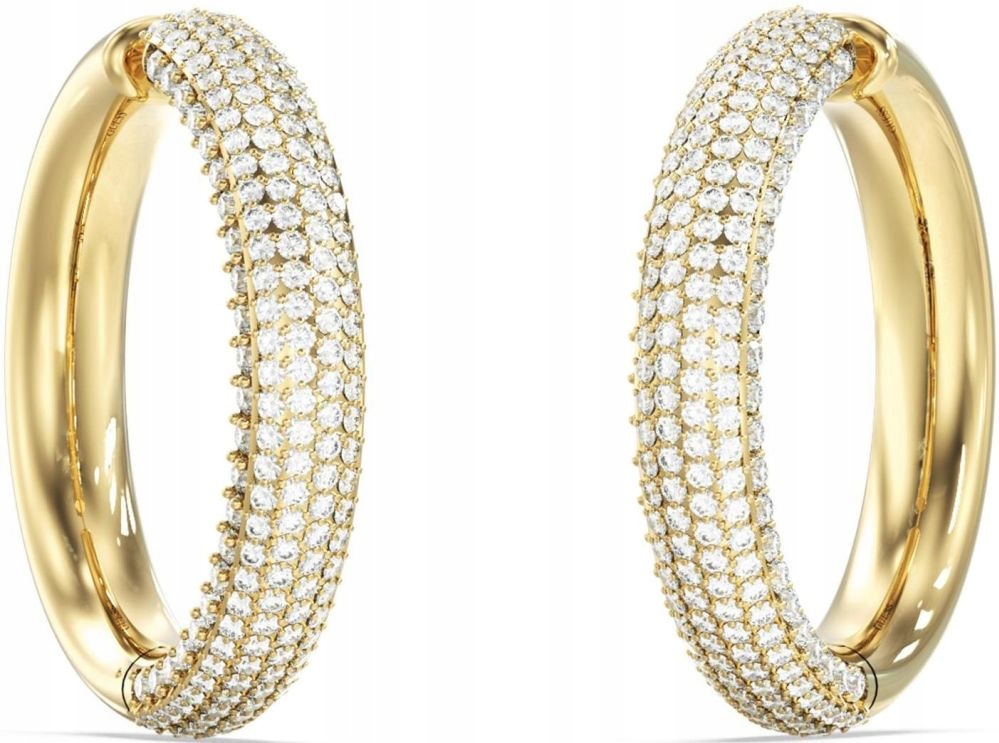 Nová Kolekce – Elegantní Zlaté Náušnice Závěsné Guess Kolečka Hoop Pave 25 mm