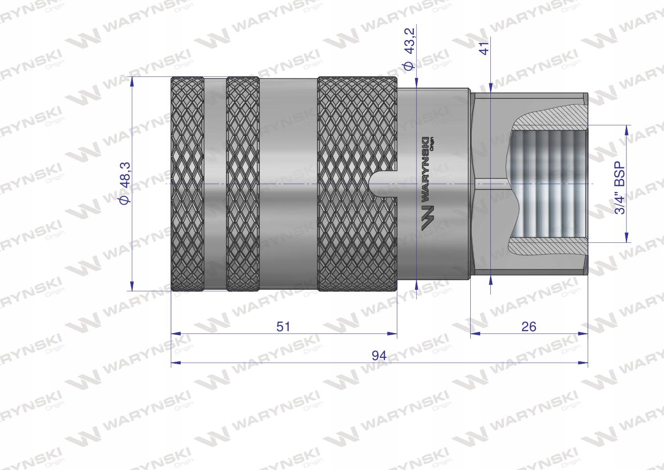 Szybkozlacze suchoodcinajace gniazdo 3 4 ISO16028 Part manufacturer Warynski