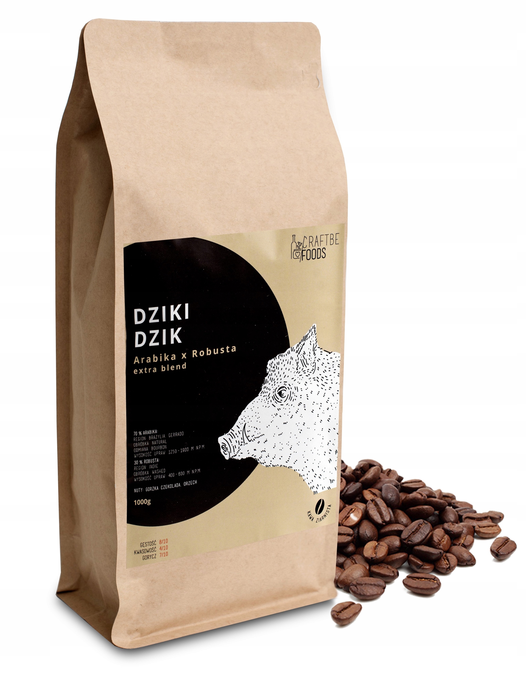 Levně Craftbe Káva Zrnková Divoký divočák 1 kg