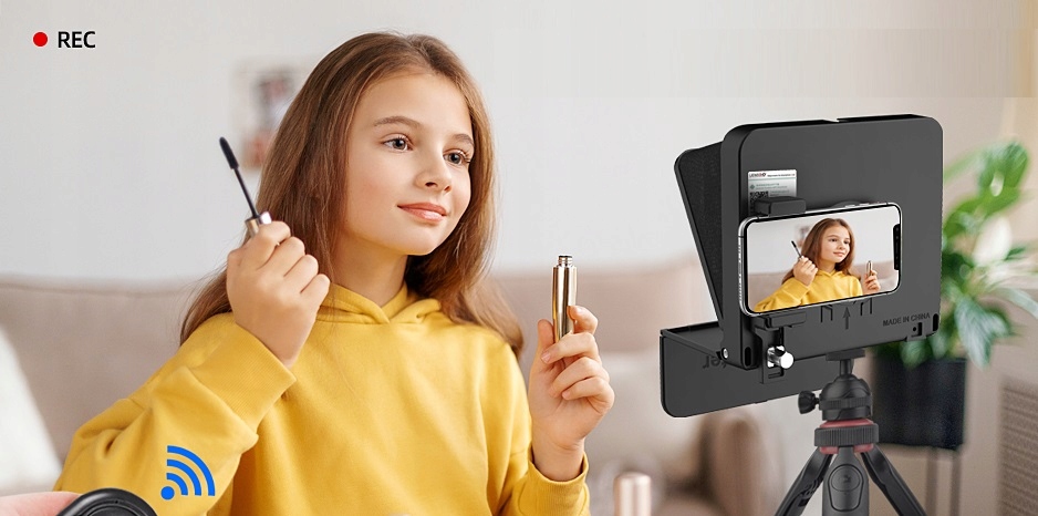 Prompter Teleprompter Monitor Podglądowy VLOG do Telefonu Smartfona Telefon Informacje o bezpieczeństwie CE