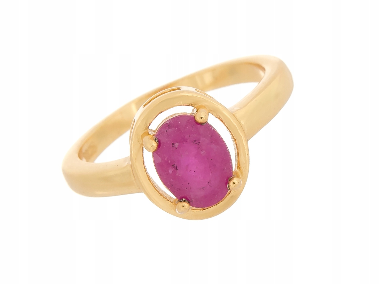 Stříbrný Prstýnek VEL.20 Pozlacený Rubín Přírodní Dárek