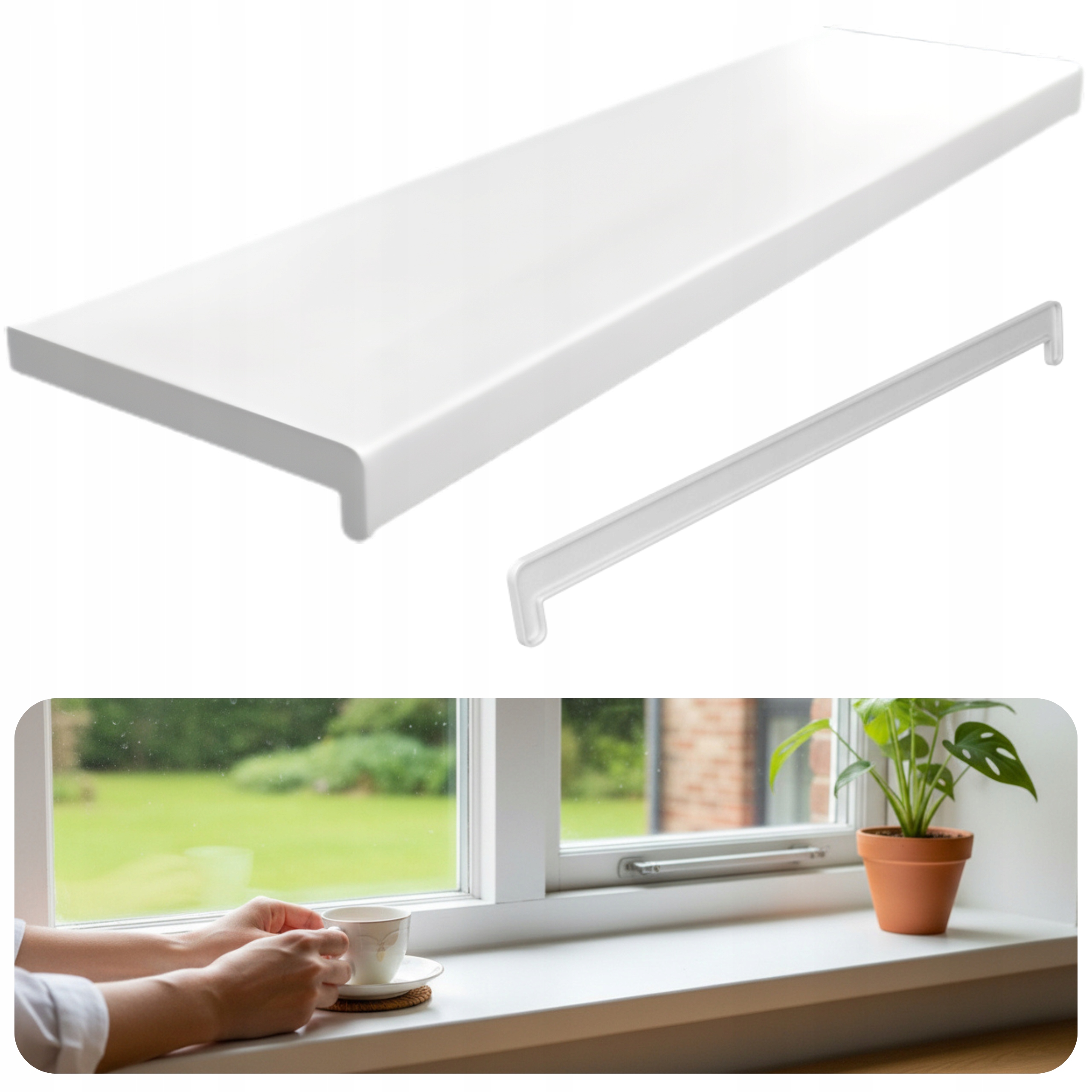 PARAPET PCV WEWNĘTRZNY ELEGANCKI KLASYCZNY BIAŁY szer 30 cm DOWOLNA DŁUGOŚĆ