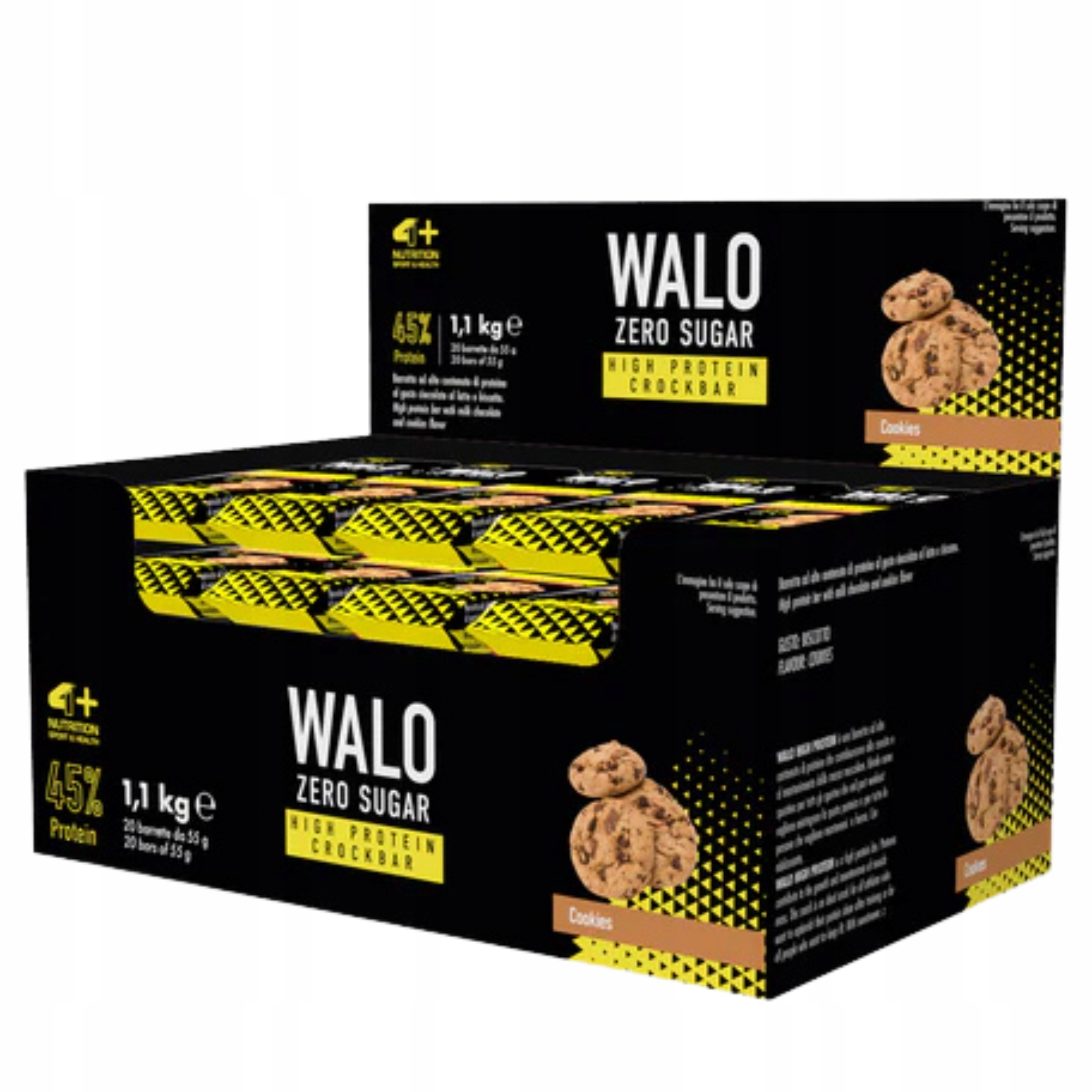 Proteinová Tyčinka Walo 45% Bílkoviny bez cukru Čokoláda 20x55g 4+ Nutrition