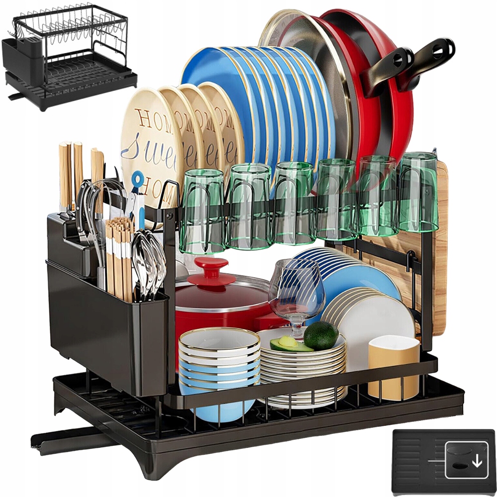 Levně Odkapávač Na Nádobí Dvouúrovňový Systém Odvádění Vody Do Dřezu