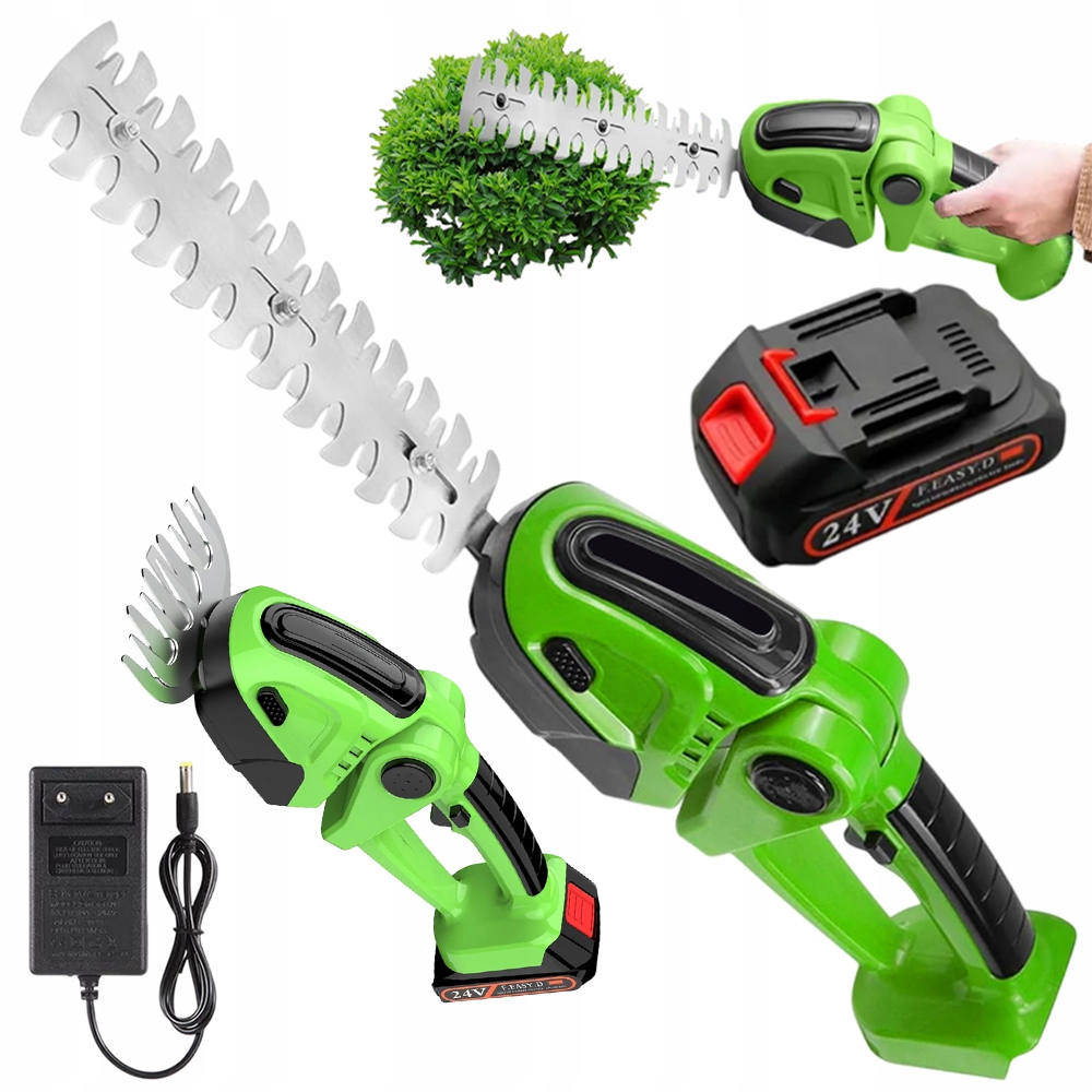 Bezdrátové Nůžky Na Živý Plot 500 W, Nastavitelný Úhel Až Do 90°, Zelené