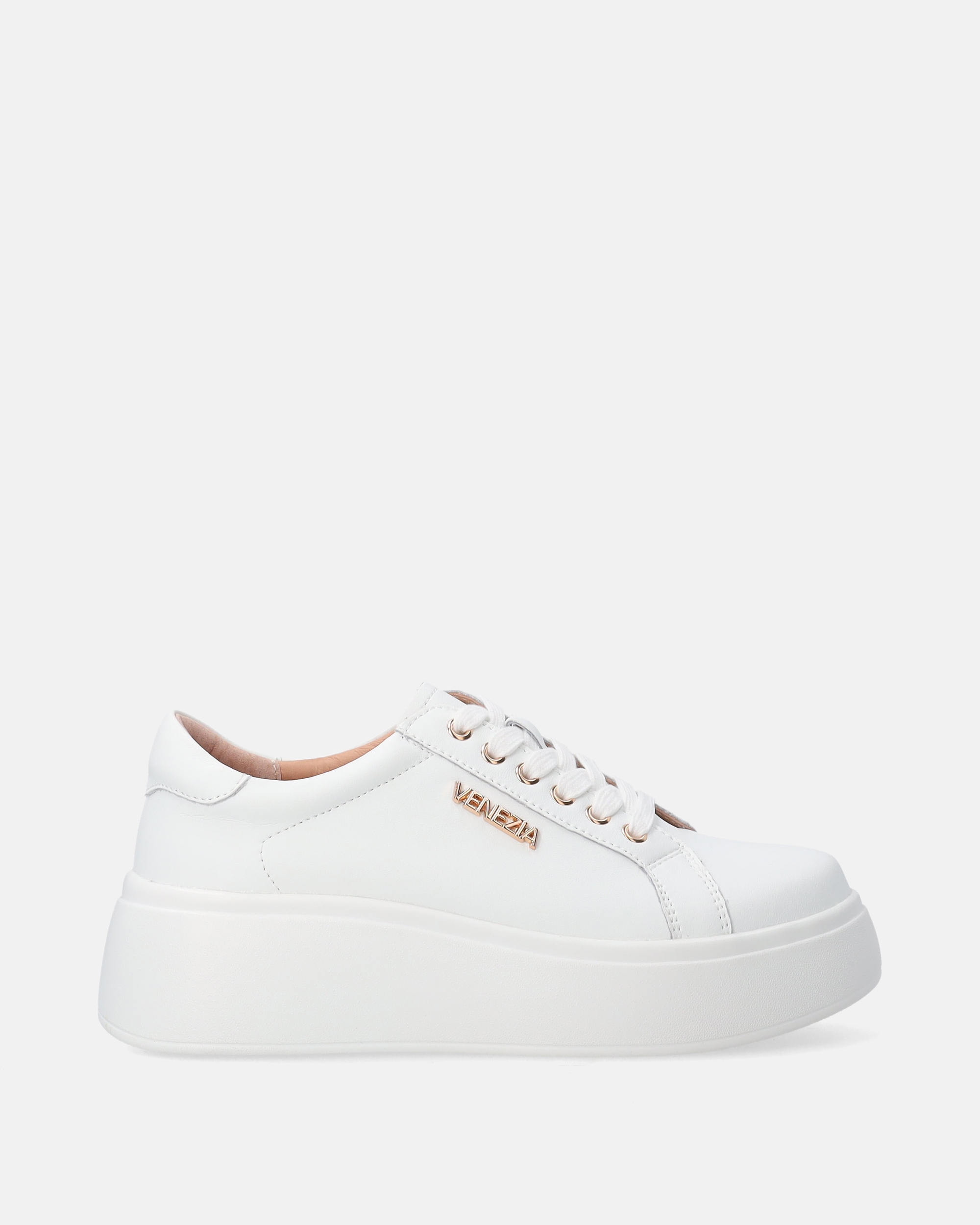 Venezia damskie skórzane sneakersy na platformie w białym kolorze roz. 40