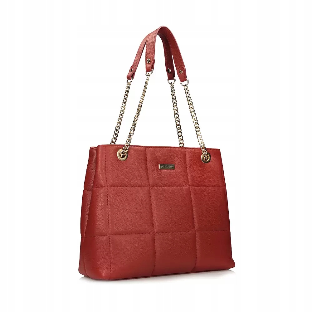 Pomarańczowy pikowany kuferek skórzany Toscanio E84 Wysokość 30 cm