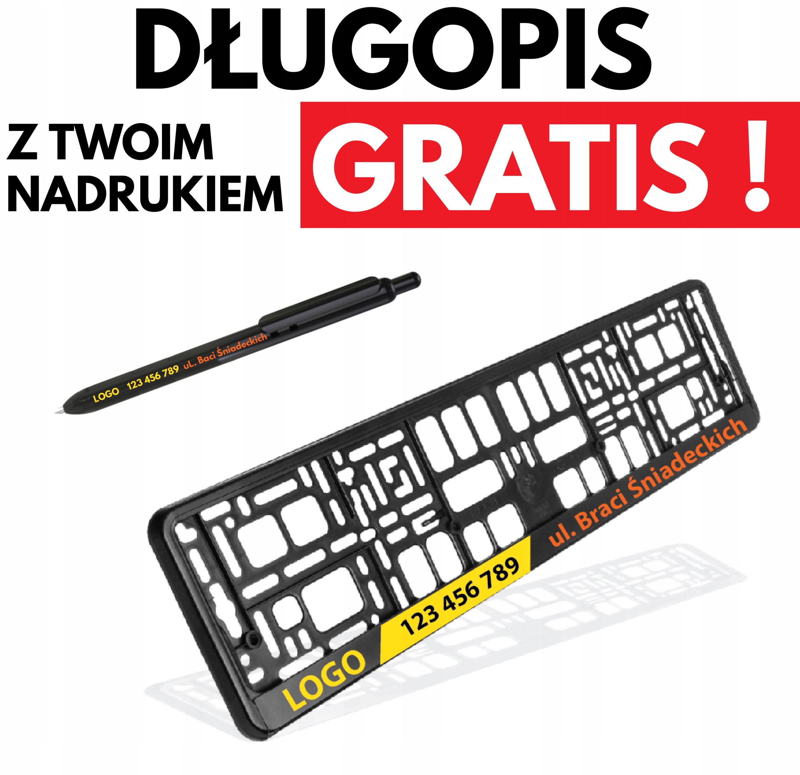 

Ramka na Rejestracje z nadrukiem Logiem 2 sztuki