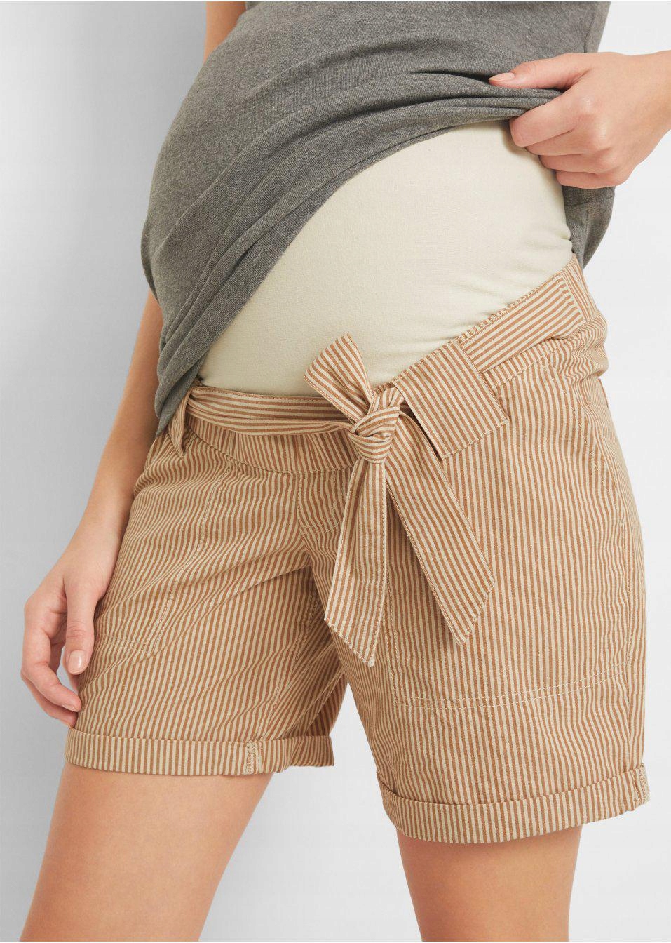 46 Bonprix _SM BEŻOWE SPODENKI CIĄŻOWE Długość przed kolano