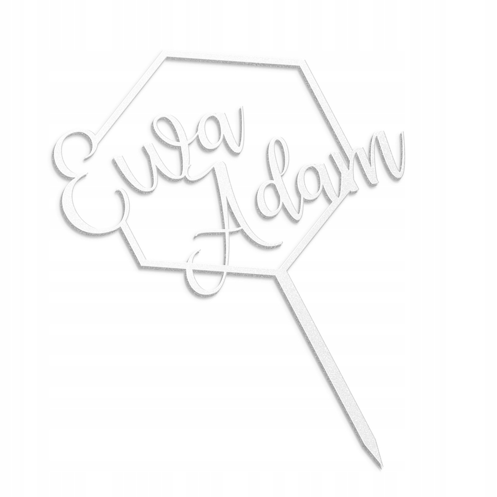 HEXAGON topper ślubny IMIONA WESELE złote LUSTRO Nazwa Topper