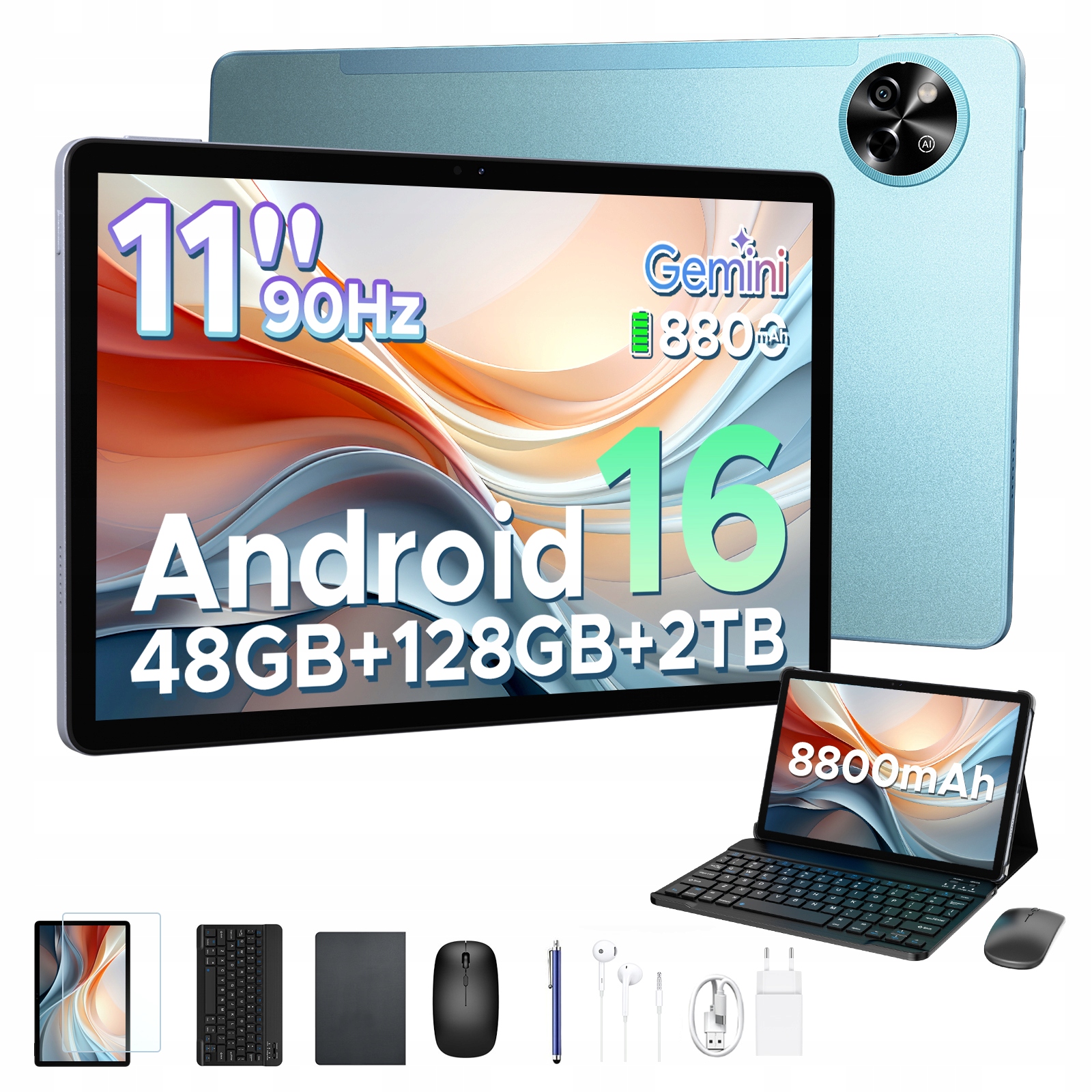 Tablet Pockam P11 11'' Android16 8/128GB 8800mAh 90Hz WiFi Gps Zestaw