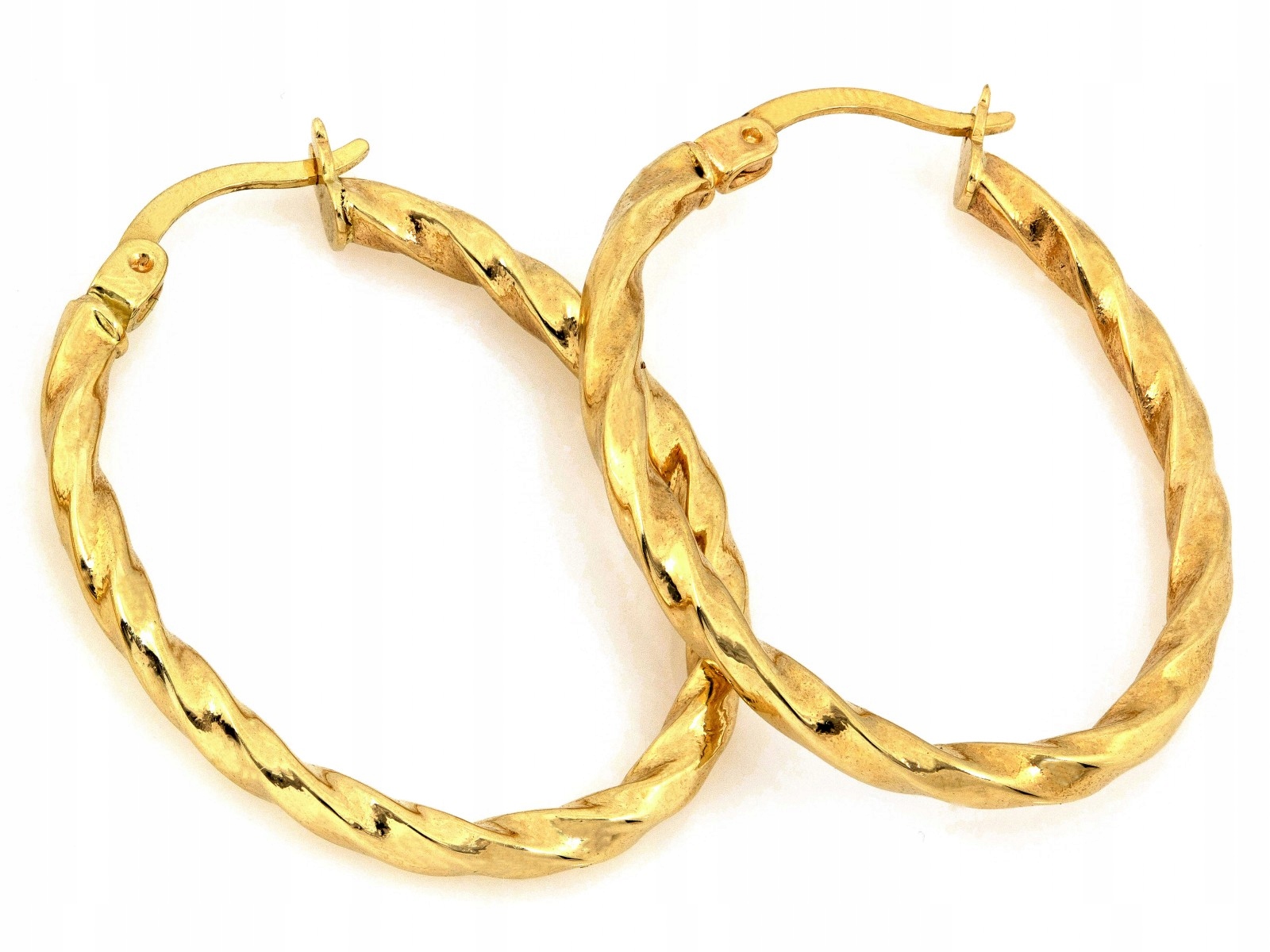 Náušnice zlaté oválné kroucené 585 anglické zapínání kroužek 14k dárek