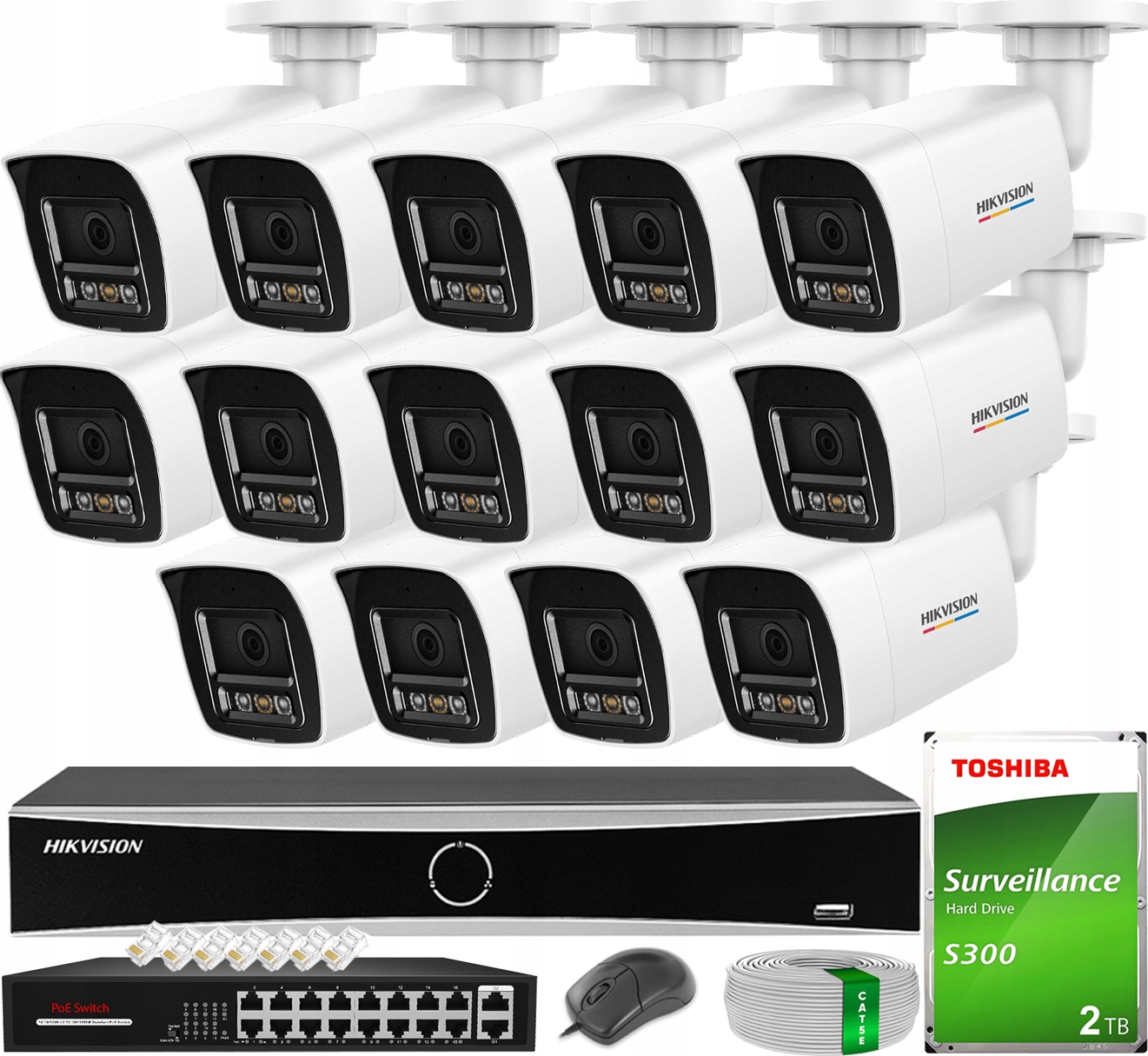 Monitoring Hikvision 14 Kamer Ip 6MPX Smart Hybrid Light ColorVu Disk 2TB